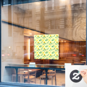 Floral pattern with yellow rose and tulip flowers window cling
