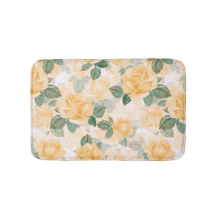 Floral pattern with yellow roses bath mat