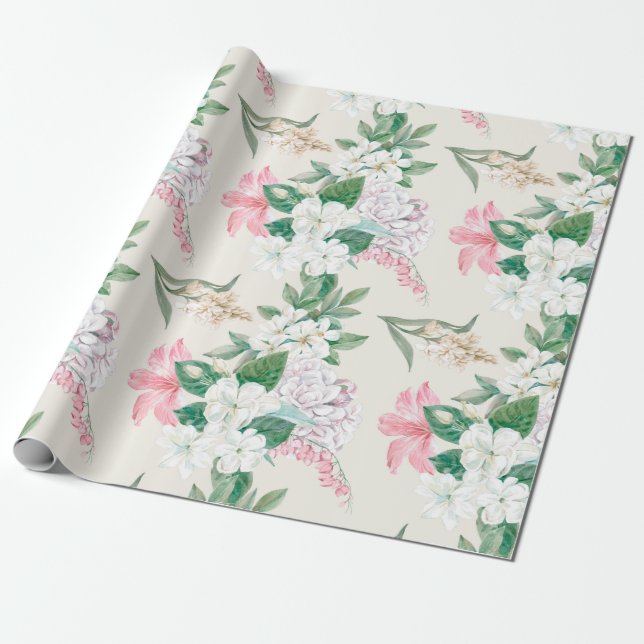 Floral pattern wrapping paper (Unrolled)