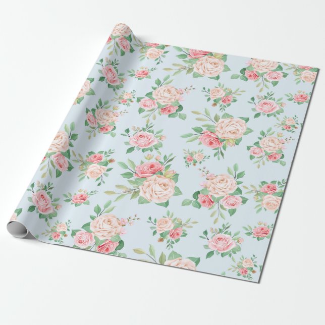 Floral pattern wrapping paper (Unrolled)
