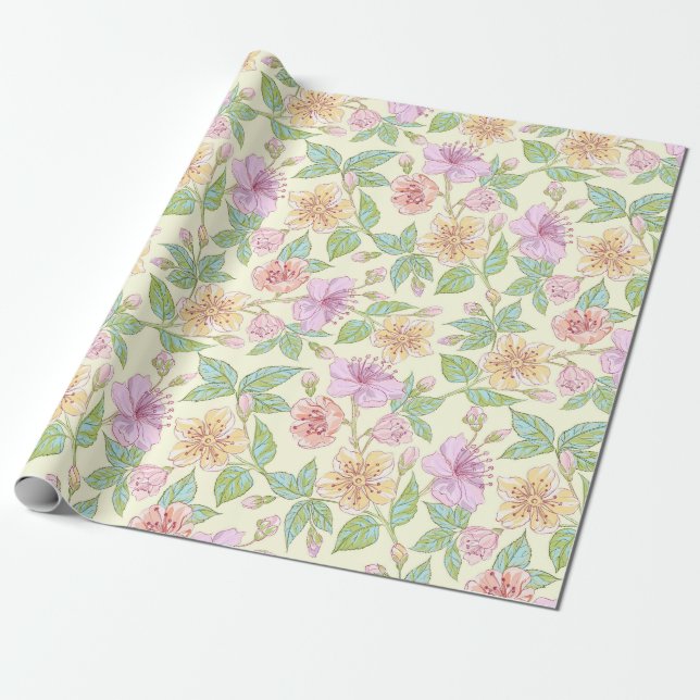 Floral pattern wrapping paper (Unrolled)