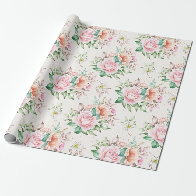 Floral pattern wrapping paper (Unrolled)