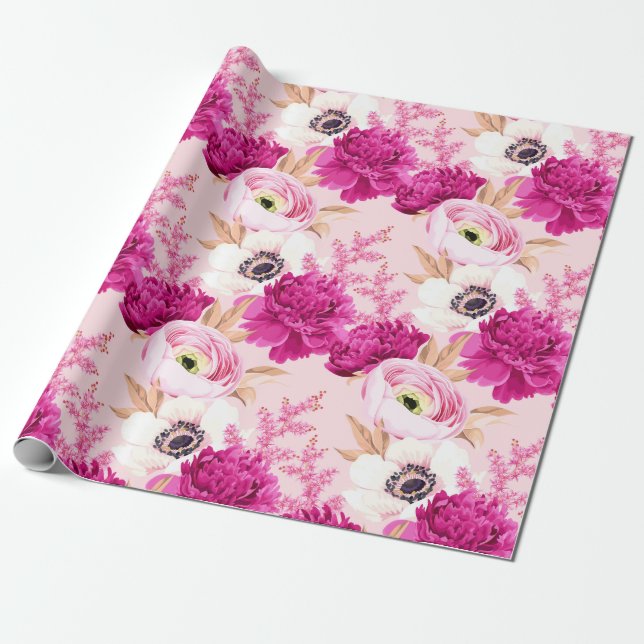 Floral pattern Wrapping Paper (Unrolled)