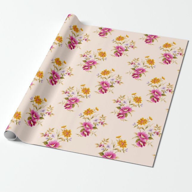 Floral pattern wrapping paper (Unrolled)