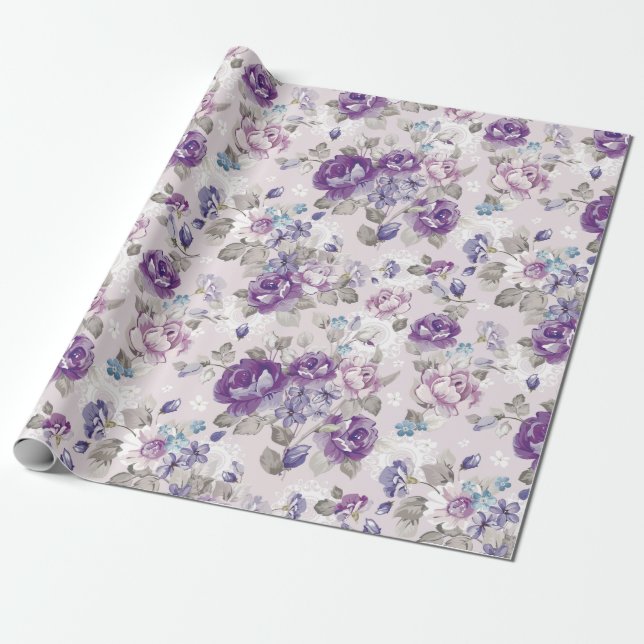 Floral pattern wrapping paper (Unrolled)