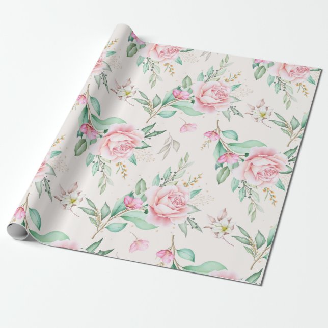 Floral pattern wrapping paper (Unrolled)