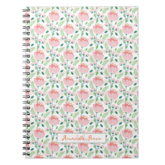 Floral patterned pink and orange notebook