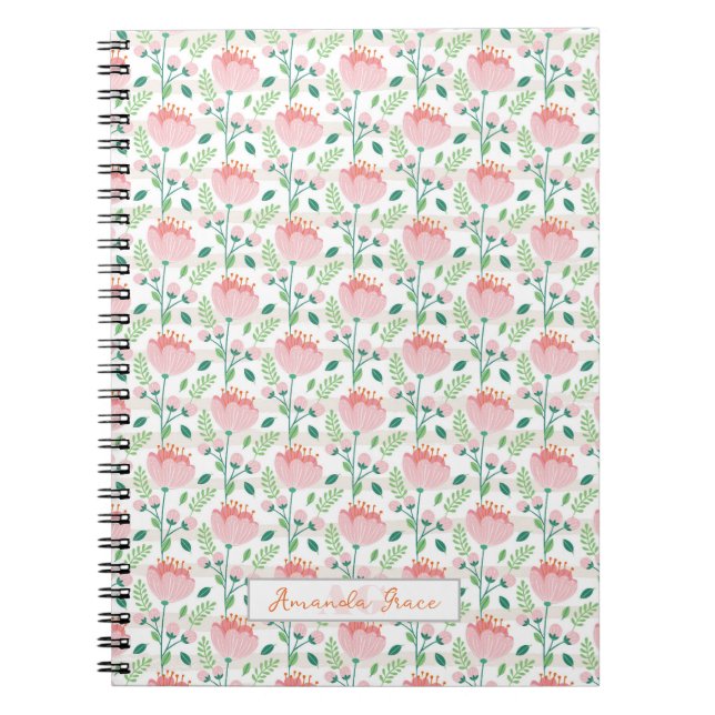 Floral patterned pink and orange notebook (Front)