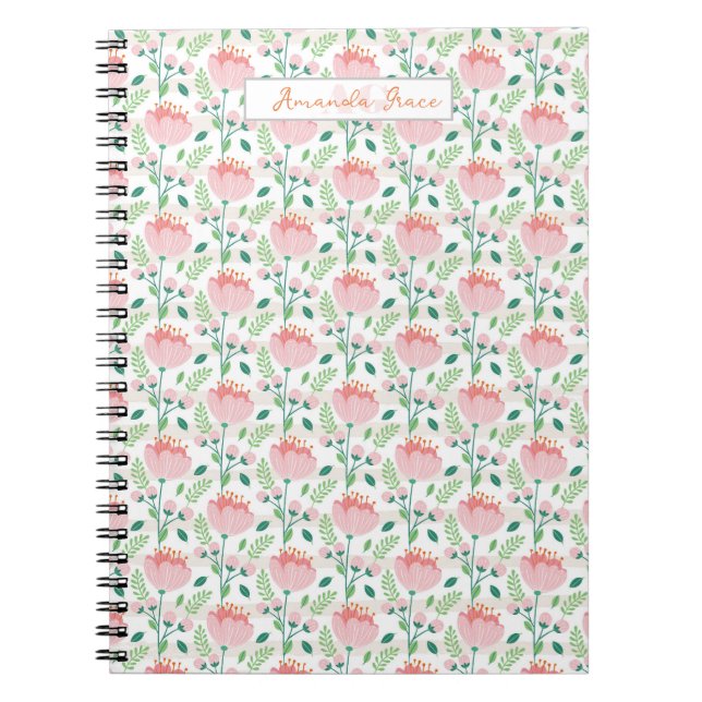 Floral patterned planner in pink and orange notebook (Front)