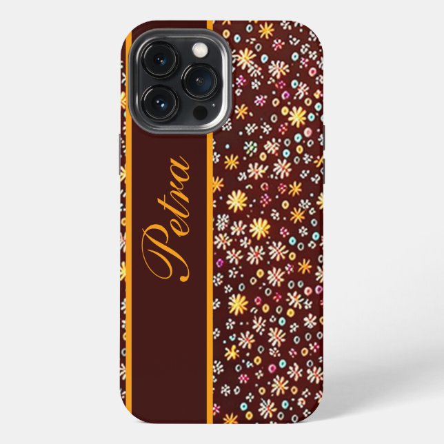 floral patterns brown orange iPhone case (Back)