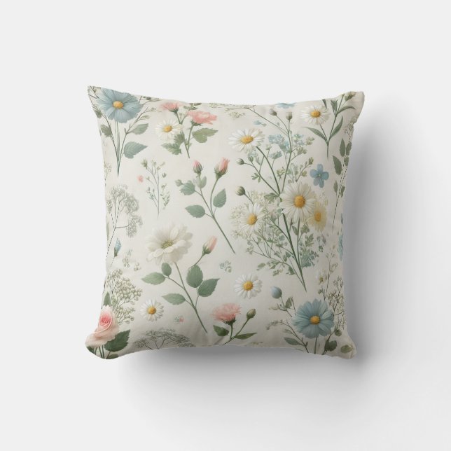 Floral Patterns Throw Pillow (Front)
