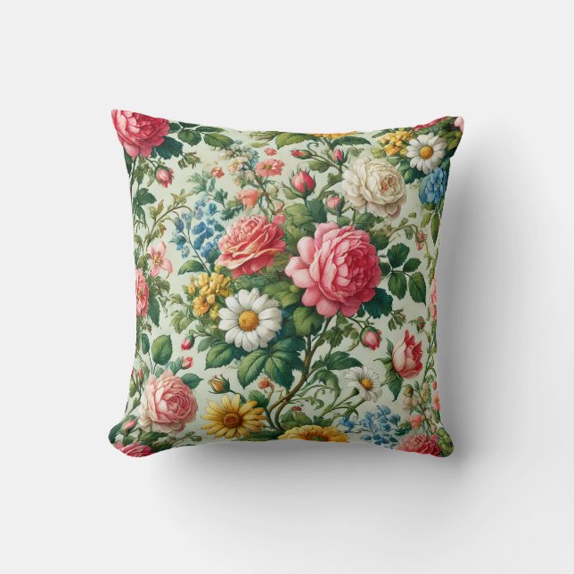 Floral Patterns Throw Pillow (Front)