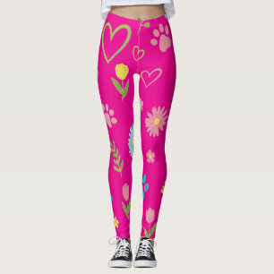 Floral Paw Print Leggings