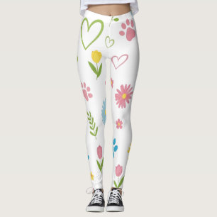 Floral Paw Print Leggings