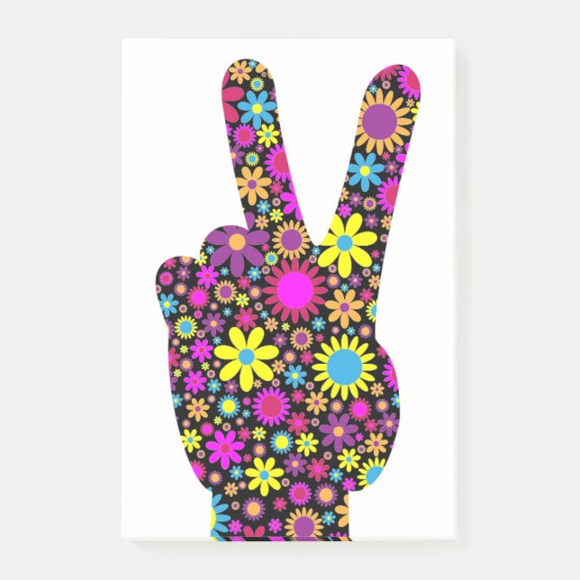 FLORAL PEACE HAND SIGN POST-IT NOTES (Front)