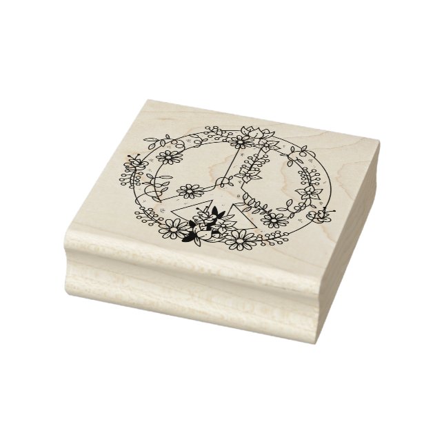 Floral Peace Sign Rubber Stamp (Stamp)