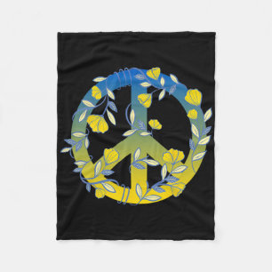 Floral Peace Sign Ukraine Fleece Blanket