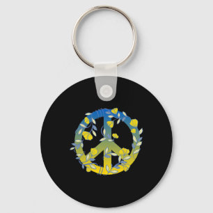 Floral Peace Sign Ukraine Keychain