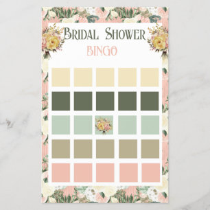 Floral Peach and Cream Bridal Shower Bingo  Flyer