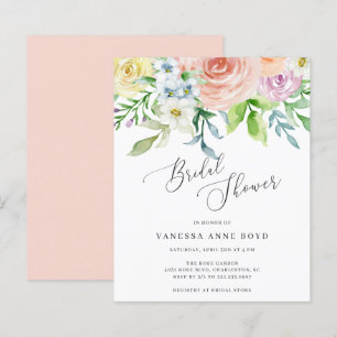 Floral Peach Budget Bridal Shower Invitation