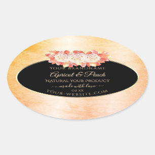 Floral Peach Coral Marble and Black Product Labels