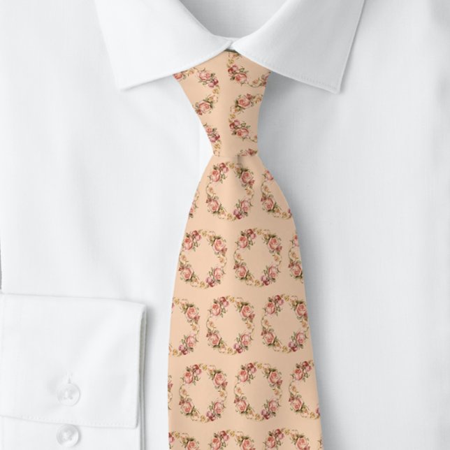 Floral Peach Fuzz Wreath Tie (Creator Uploaded)