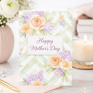 Floral Peach Lavender Sage Happy Mother's Day Card