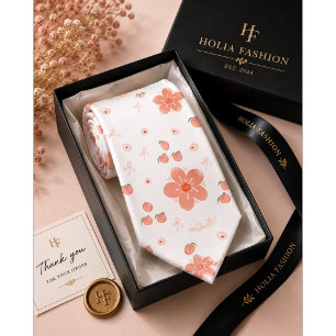 Floral Peach Pattern Tie