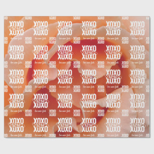 Floral Peach Rose Love Never Fails XOXO Valentine Wrapping Paper