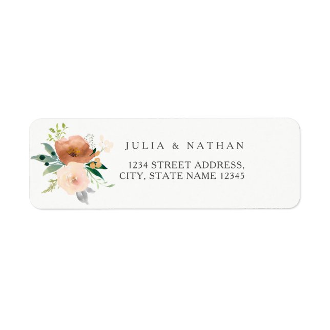 Floral Peach Wedding Envelope Return Address (Front)