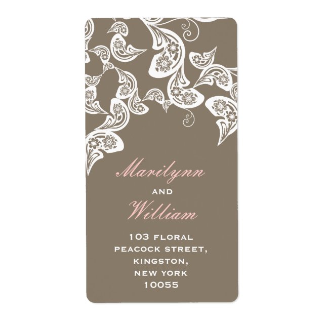 Floral Peacock Boho Chic Wedding Address Labels (Front)