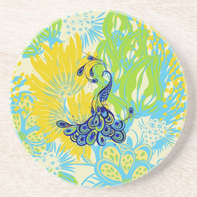 floral peacock coaster (Front)