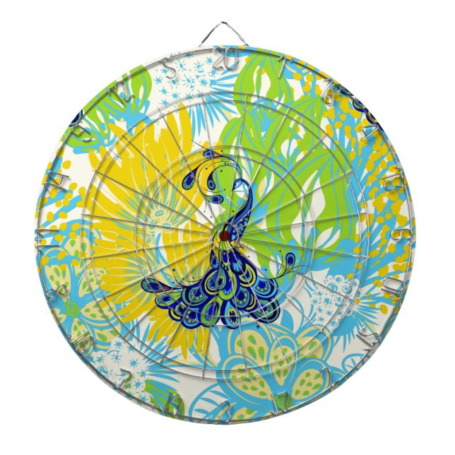 floral peacock dartboard (Front)