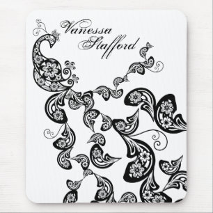 Floral Peacock Pattern Custom Gift Mousepad