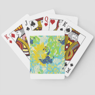 floral peacock playing cards