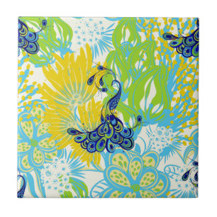 floral peacock tile