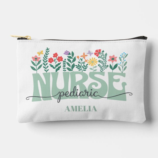 Floral Pediatric Nurse Appreciation Accessory Pouch (Front)