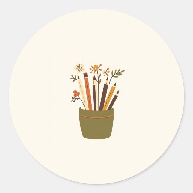 Floral Pencil Pot  Sticker (Front)