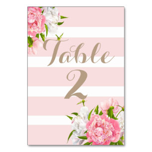Floral Peonie Table Number Cards Weddings