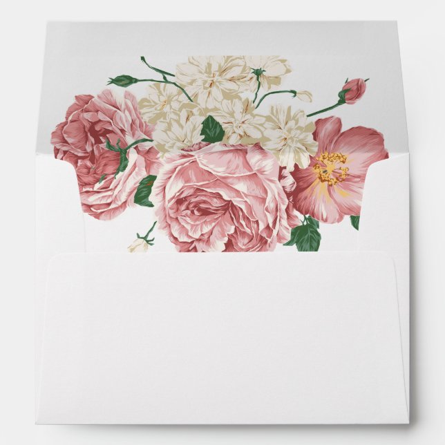 Floral Peonies and Roses return address Envelope (Back (Bottom))