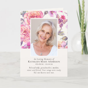 Floral Peonies Photos Folded Memorial Funeral Program