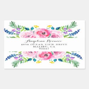 Floral Peonies Return Address Sticker