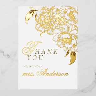 Floral Peonies White Golden Elegant Bridal Shower