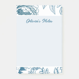 Floral Peony Blue Post-it Notes