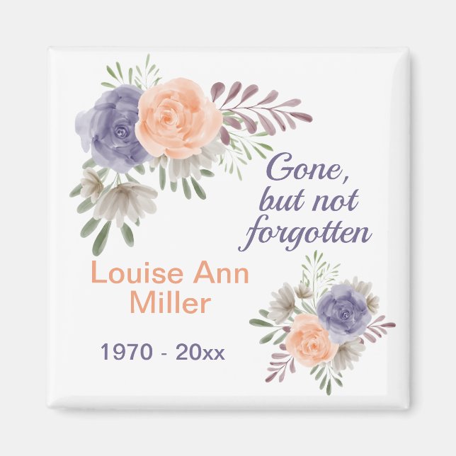  Floral Peony Memorial Gone But Not Forgotten Magnet (Front)