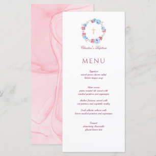 Floral Peony Wreath Baptism Christening Menu