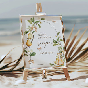 Floral Perfect Pair Pear Bridal Shower Recipe Poster