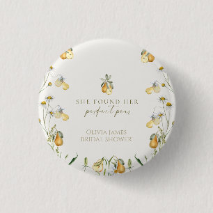Floral perfect pear bridal shower 1 inch round button