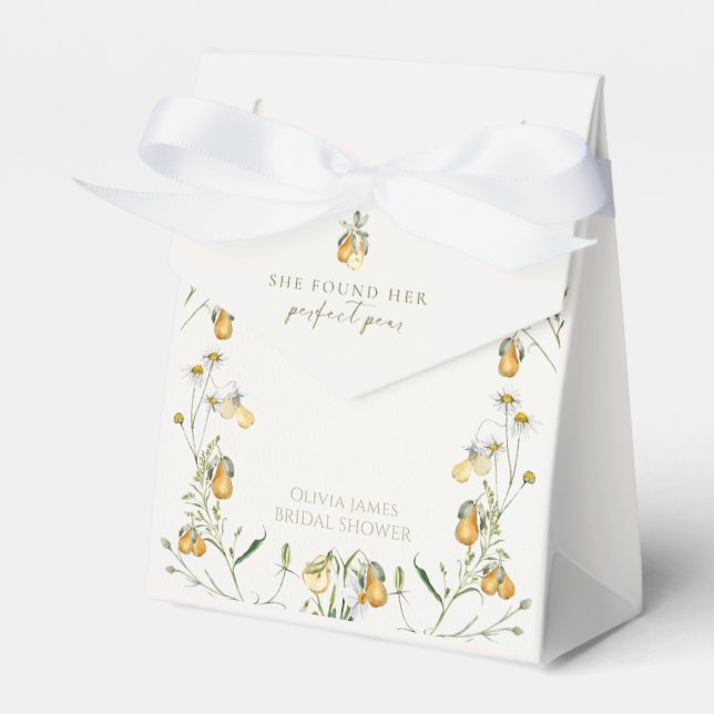 Floral perfect pear bridal shower favor box (Front Side)