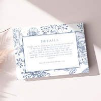 Floral Periwinkle Elegant Wedding Details Card